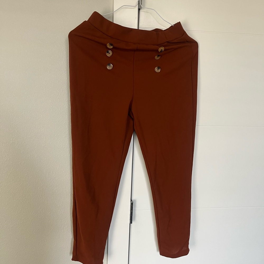 Kids Brown Button-Detail Pants